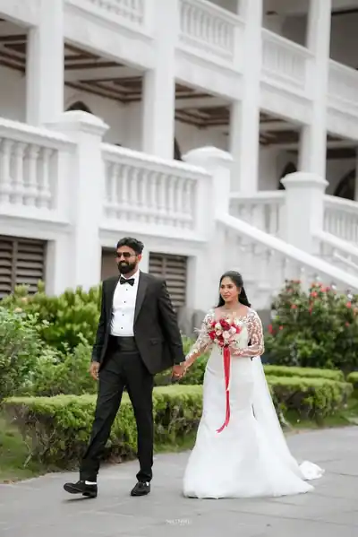 Couple portrait outside a wedding venue